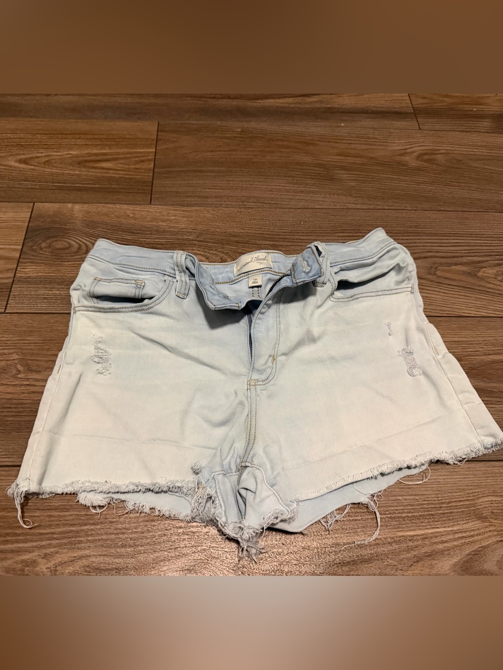 2 pairs: Light Blue and Dark Blue Distressed Denim Women's Shorts - Picture 3 of 7
